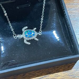 Opal Blue 925 Sterling Silver Pendant Necklace